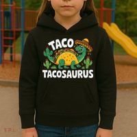 Tacosaurus Taco Dinosaur Funny Dino Cinco De Mayo Mexican Kids Hoodie thumb 3
