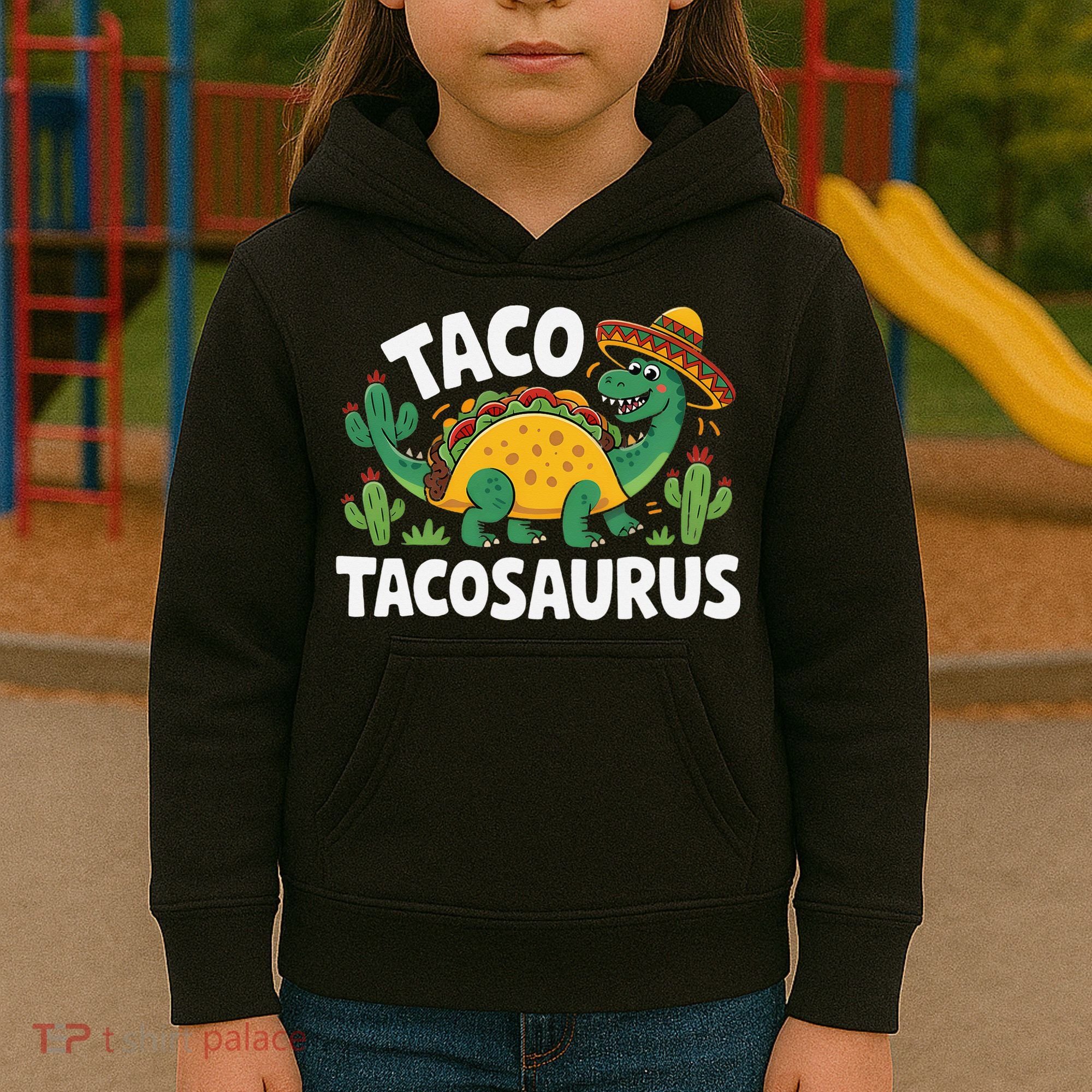 Tacosaurus Taco Dinosaur Funny Dino Cinco De Mayo Mexican Kids Hoodie