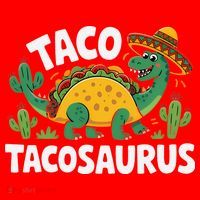 Tacosaurus Taco Dinosaur Funny Dino Cinco De Mayo Mexican Santa Hat thumb 1