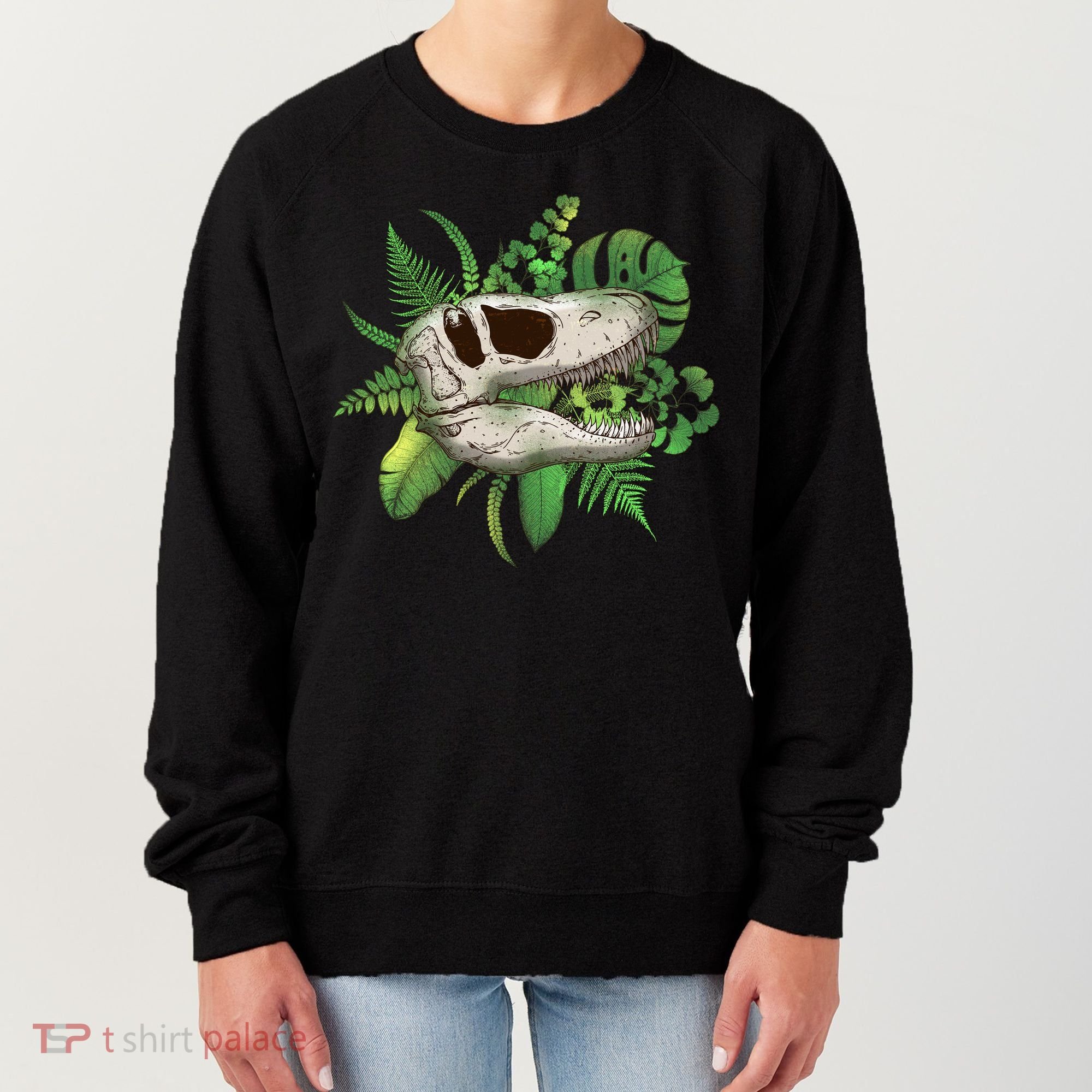 Tropical TRex Dinosaur Skull Women's Sweatshirt