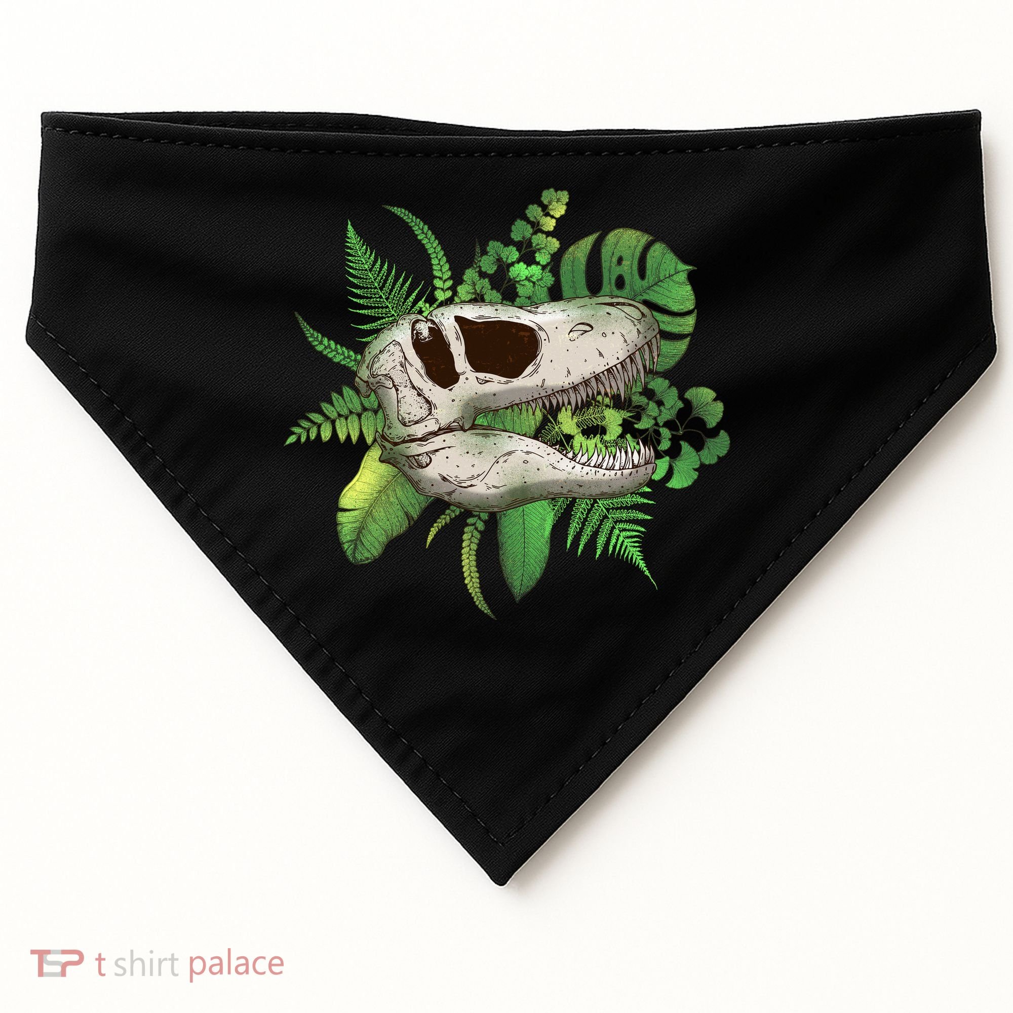 Tropical TRex Dinosaur Skull USA-Made Doggie Bandana