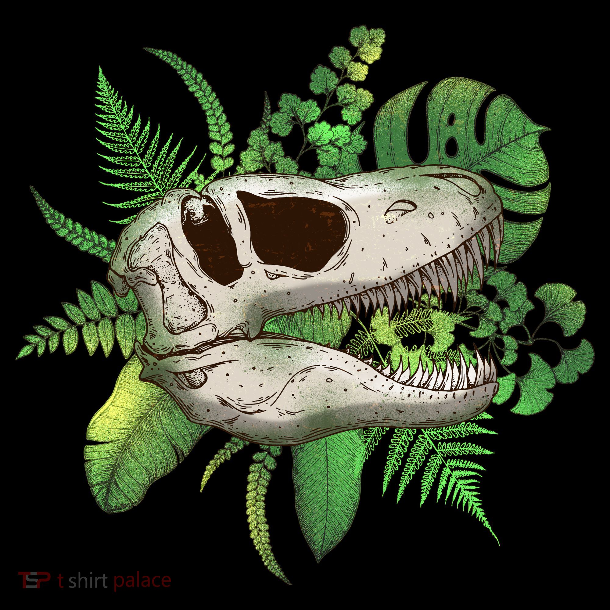 Tropical TRex Dinosaur Skull Bucket Hat