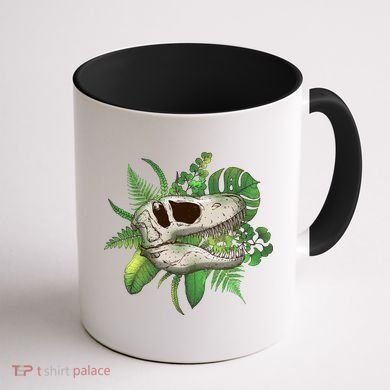 Tropical TRex Dinosaur Skull Coffee Mug back