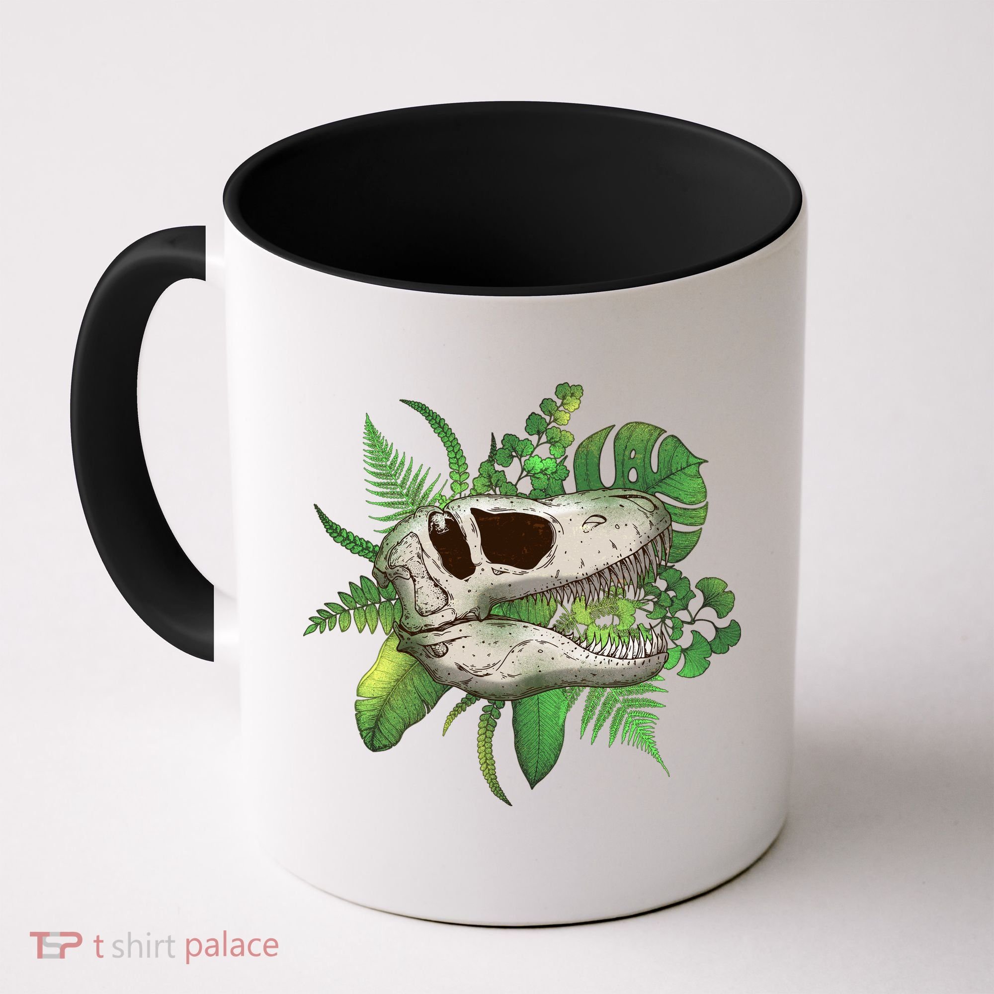 Tropical TRex Dinosaur Skull Coffee Mug