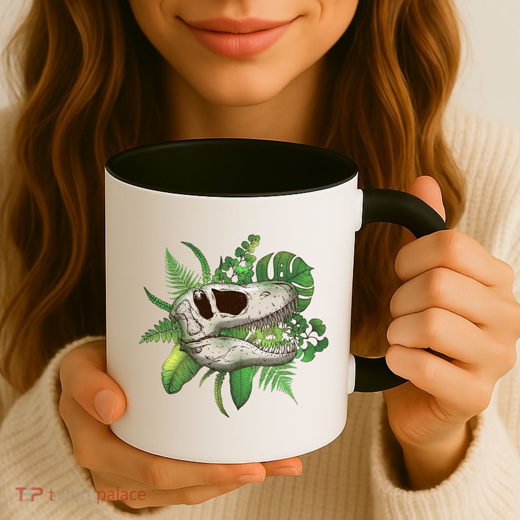 Tropical TRex Dinosaur Skull Coffee Mug