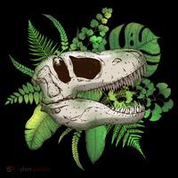 Tropical TRex Dinosaur Skull Ornament thumb 1