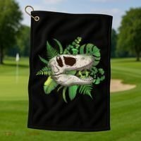 Tropical TRex Dinosaur Skull Golf Towel thumb 1