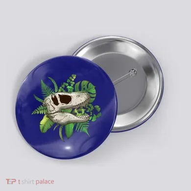Tropical TRex Dinosaur Skull Button