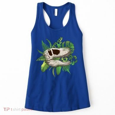 Tropical TRex Dinosaur Skull Women's Tank Top