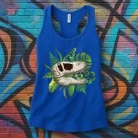 Tropical TRex Dinosaur Skull Women's Tank Top thumb 3