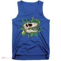Tropical TRex Dinosaur Skull Tank Top thumb 0