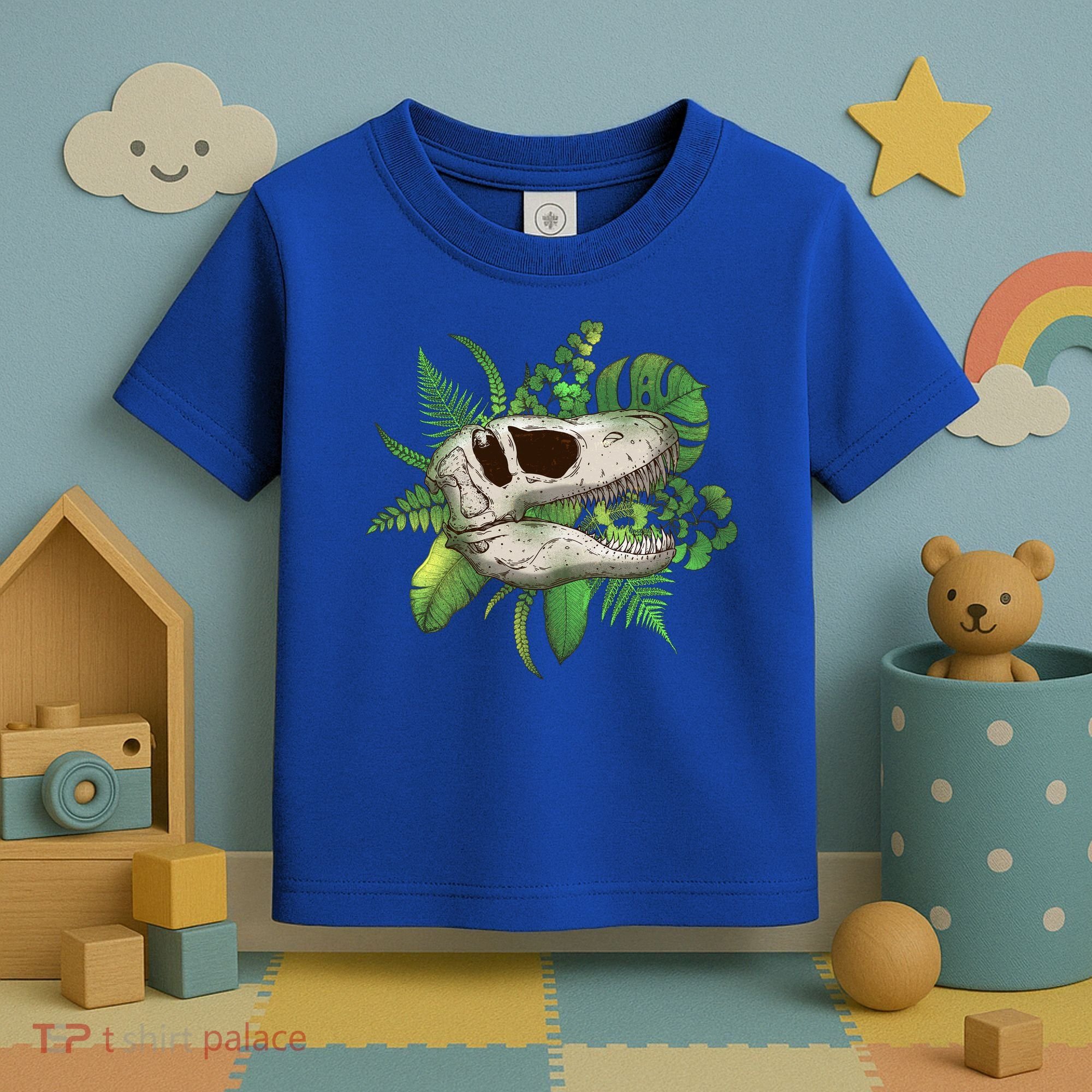 Tropical TRex Dinosaur Skull Toddler T-Shirt