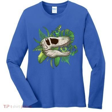 Tropical TRex Dinosaur Skull Women's Long Sleeve Shirt