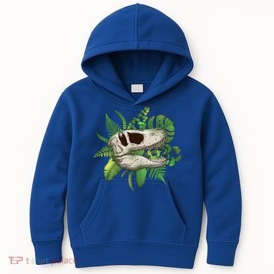 Tropical TRex Dinosaur Skull Kids Hoodie