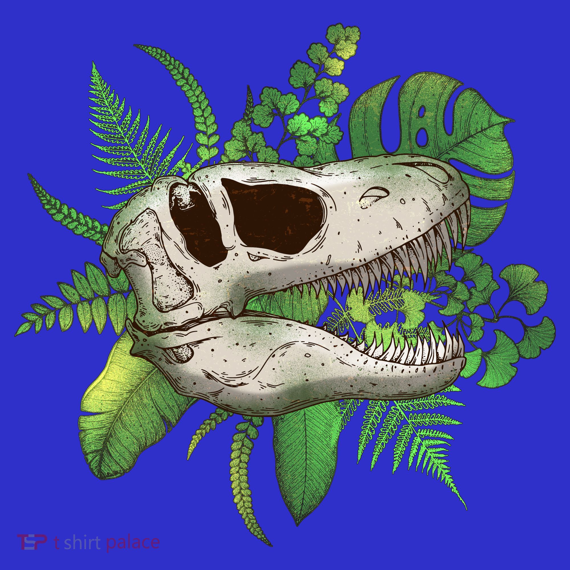 Tropical TRex Dinosaur Skull Kids Long Sleeve Shirt