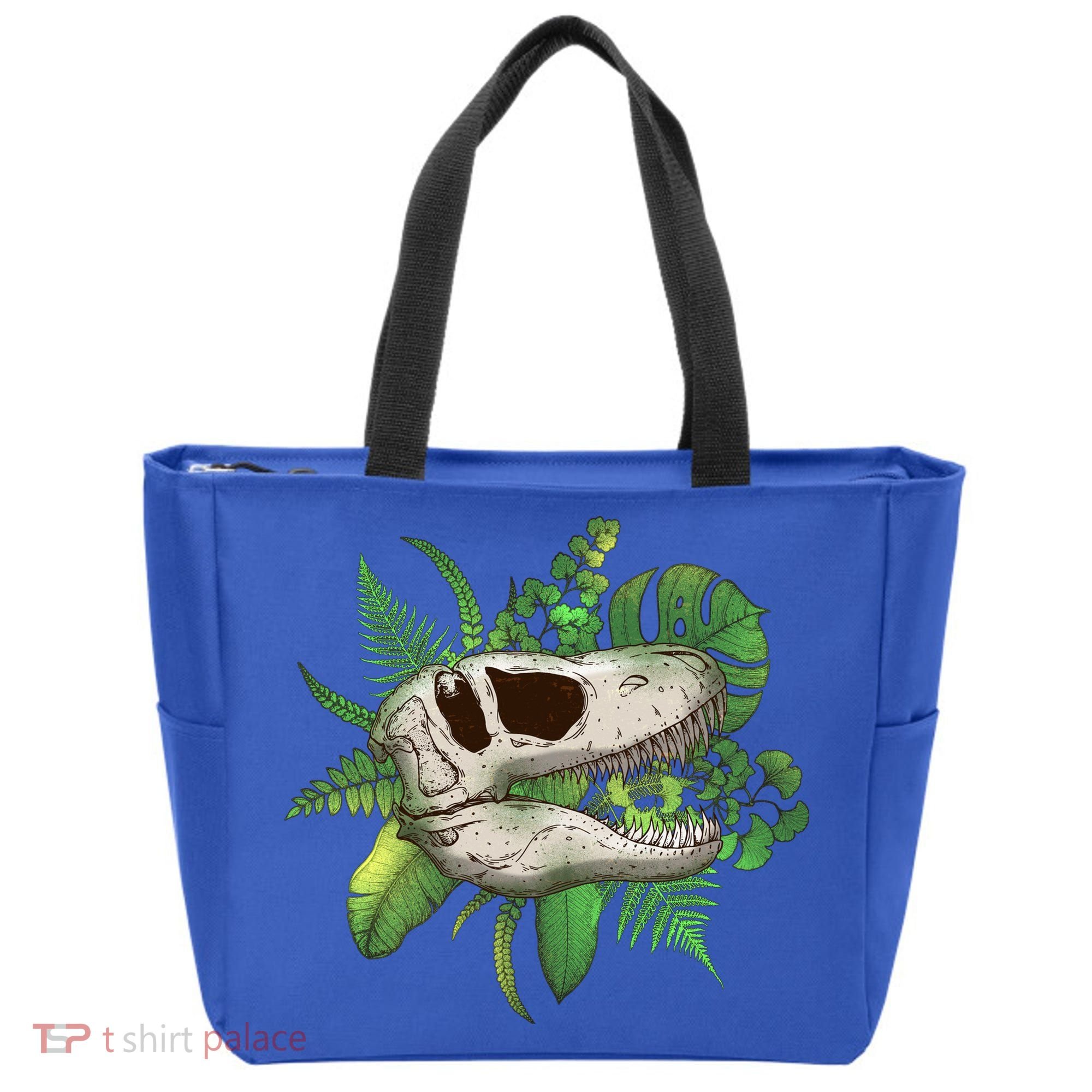 Tropical TRex Dinosaur Skull Tote Bag