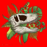 Tropical TRex Dinosaur Skull Santa Hat thumb 1