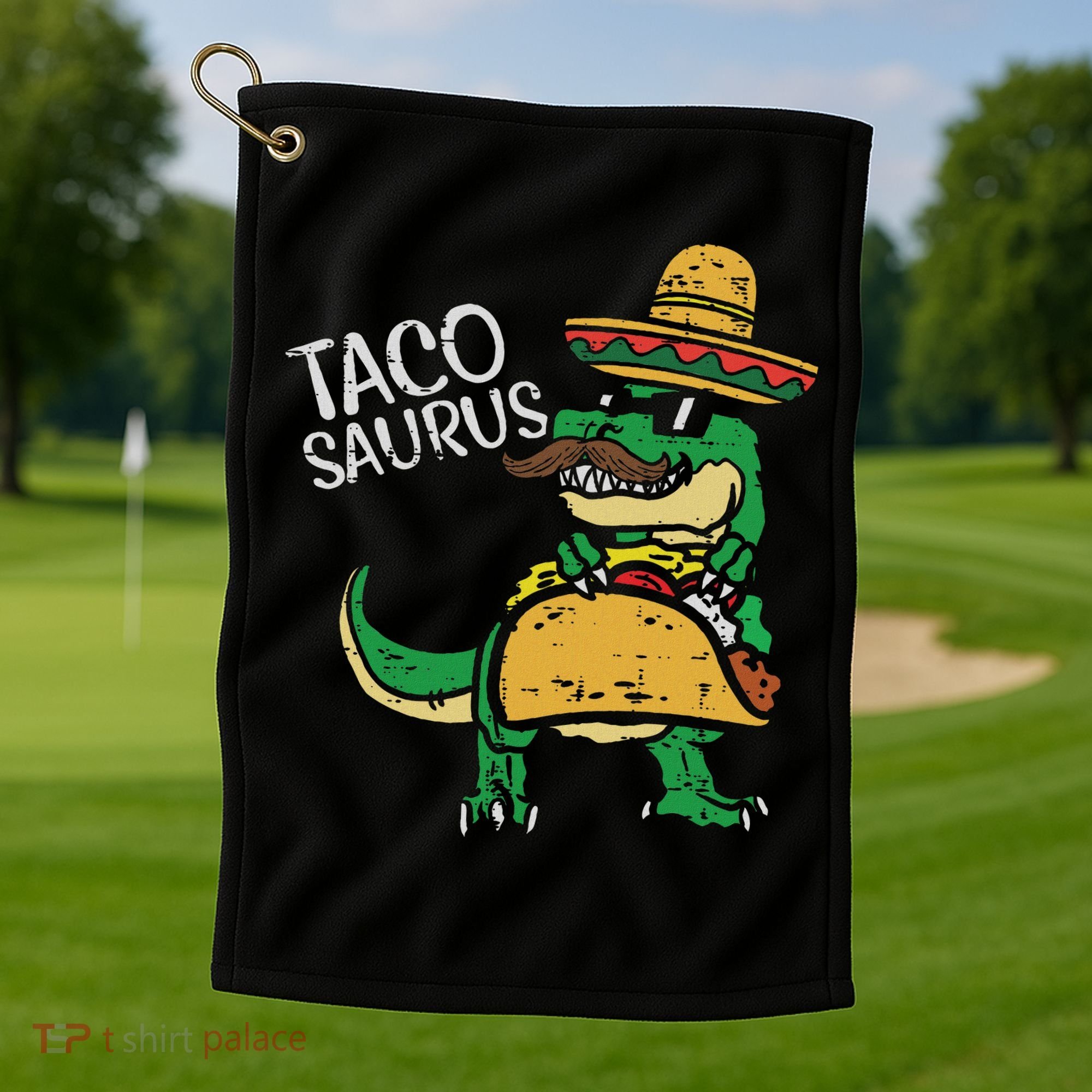 Tacosaurus Taco Dino Trex Cinco De Mayo Golf Towel