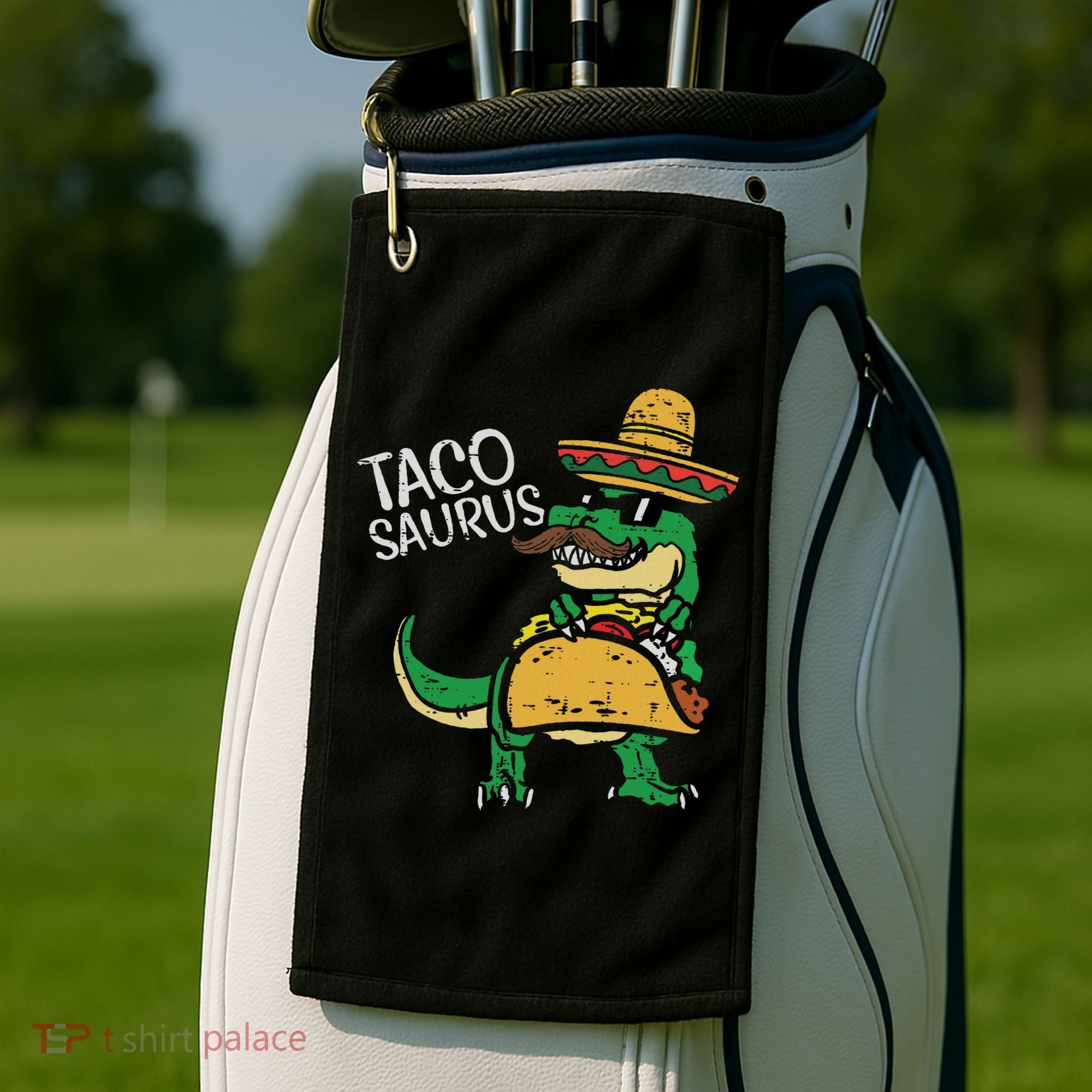 Tacosaurus Taco Dino Trex Cinco De Mayo Golf Towel