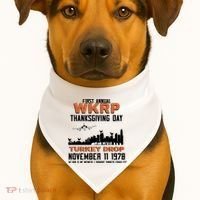 Thanksgiving Turkey Drop Wkrp USA-Made Doggie Bandana thumb 1