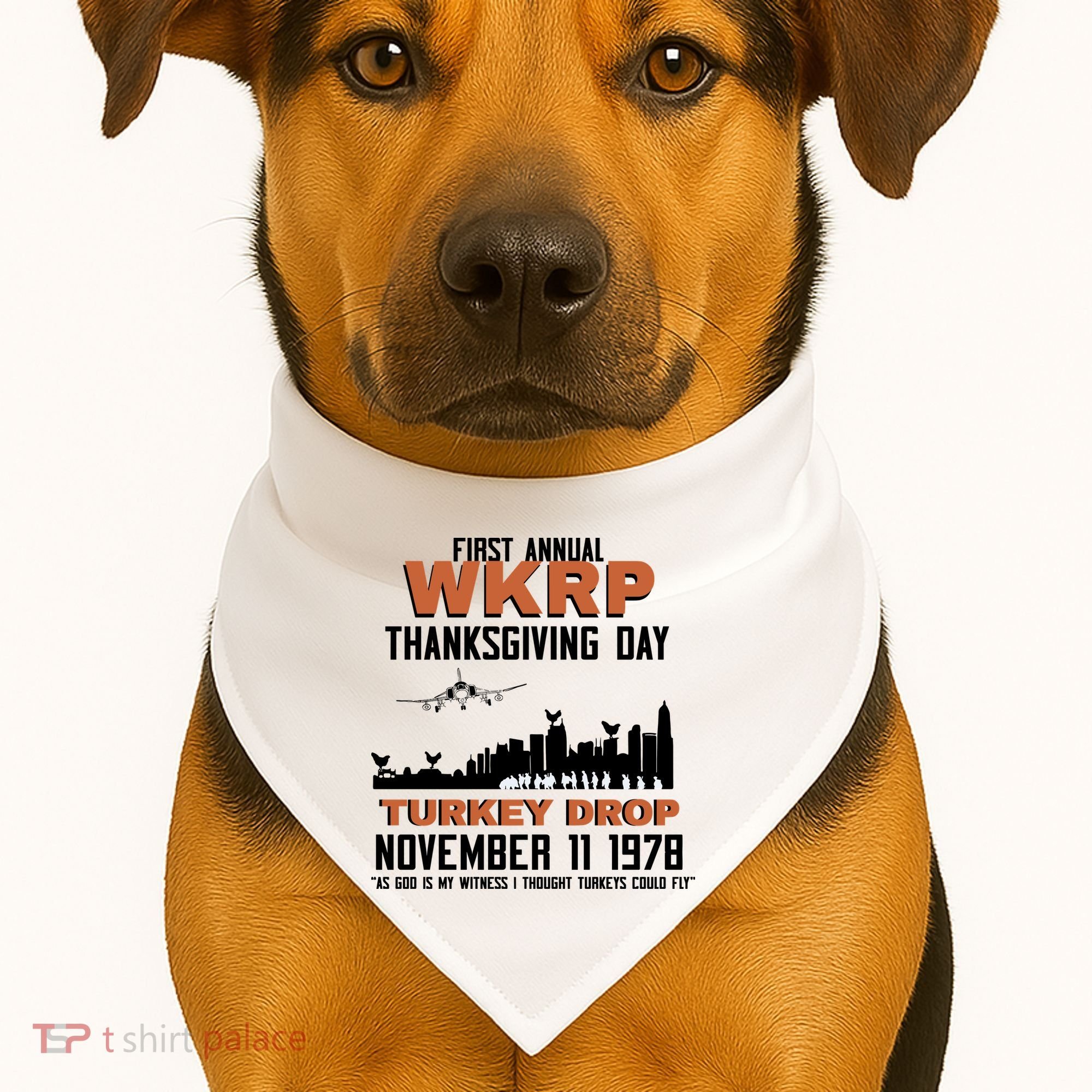 Thanksgiving Turkey Drop Wkrp USA-Made Doggie Bandana