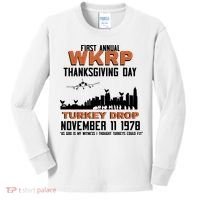 Thanksgiving Turkey Drop Wkrp Kids Long Sleeve Shirt thumb 0