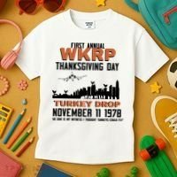 Thanksgiving Turkey Drop Wkrp Kids T-Shirt thumb 3