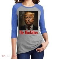 Trump The Donfather Cool American Women's Tri-Blend 3/4-Sleeve Raglan Shirt thumb 2