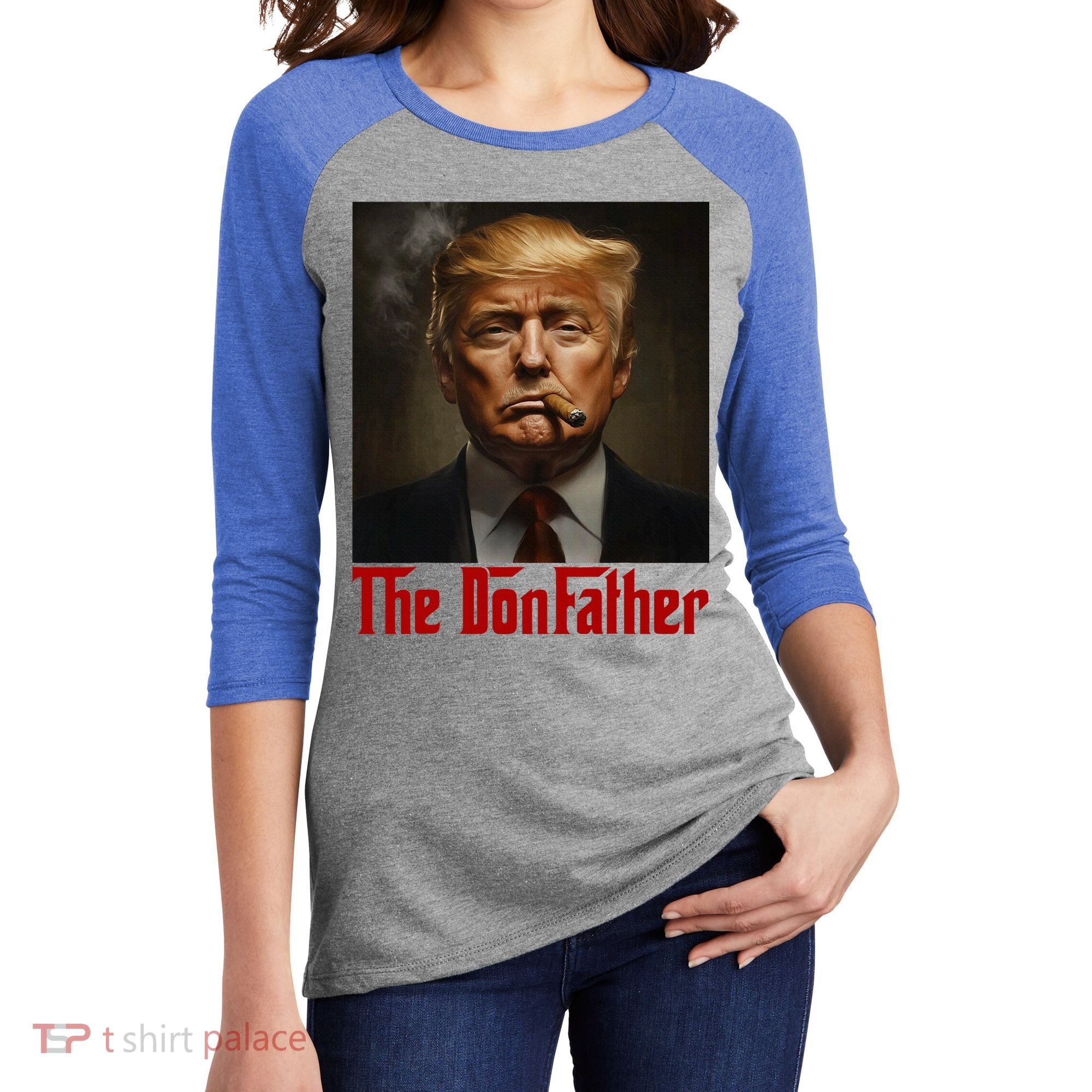 Trump The Donfather Cool American Women's Tri-Blend 3/4-Sleeve Raglan Shirt