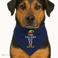 The Tallest Elf Funny Matching Christmas USA-Made Doggie Bandana thumb 1