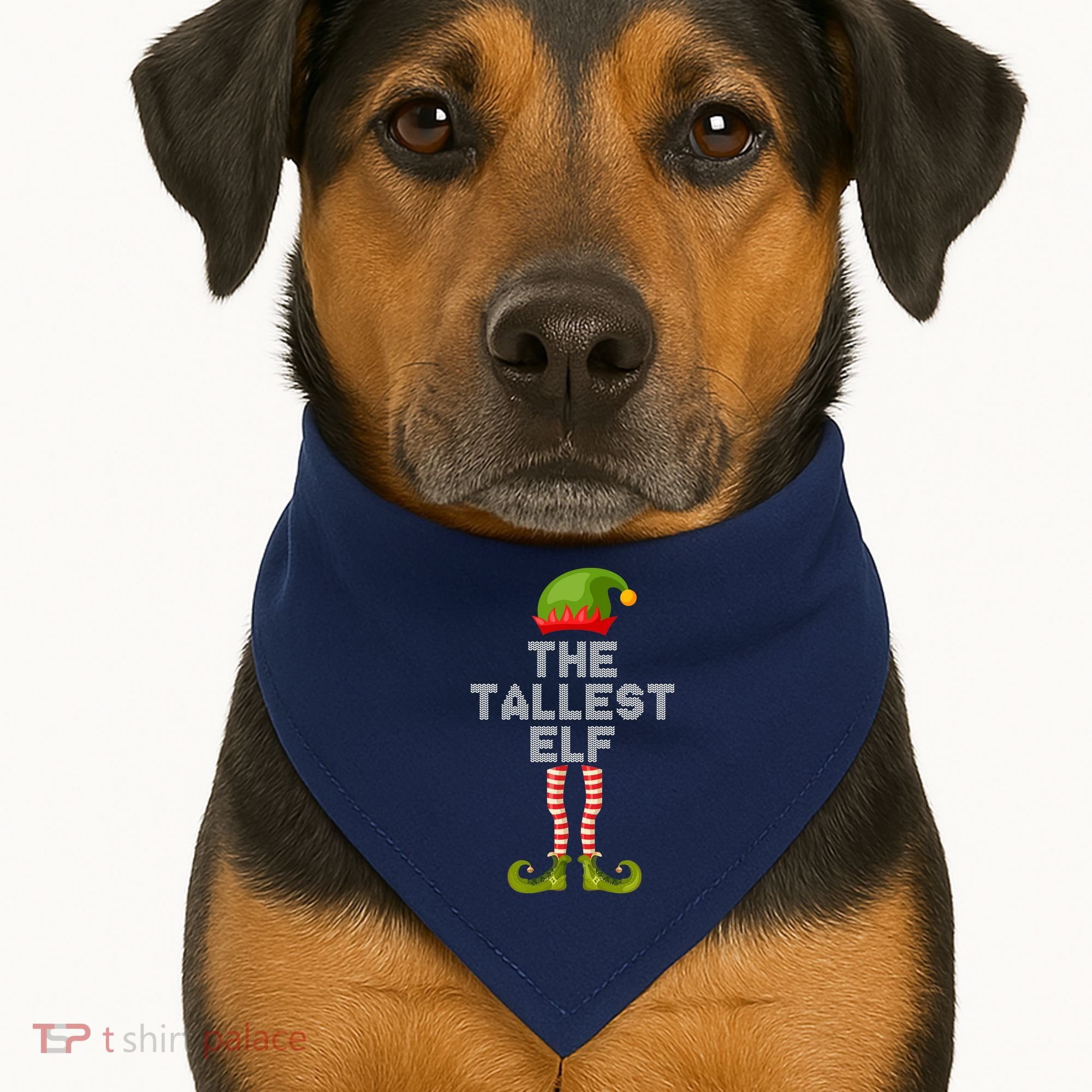 The Tallest Elf Funny Matching Christmas USA-Made Doggie Bandana
