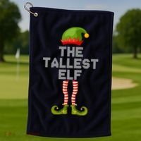 The Tallest Elf Funny Matching Christmas Golf Towel thumb 1