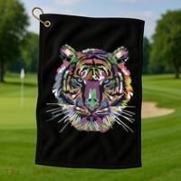 Tiger Trendy Easy Animal Print Tiger Cool Gift Golf Towel thumb 1