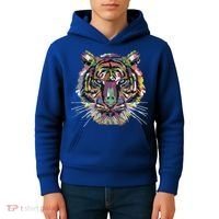 Tiger Trendy Easy Animal Print Tiger Cool Gift Kids Hoodie thumb 4