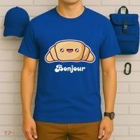 Trip To France Cute French Gift Bonjour Croissant Funny Gift T-Shirt thumb 6