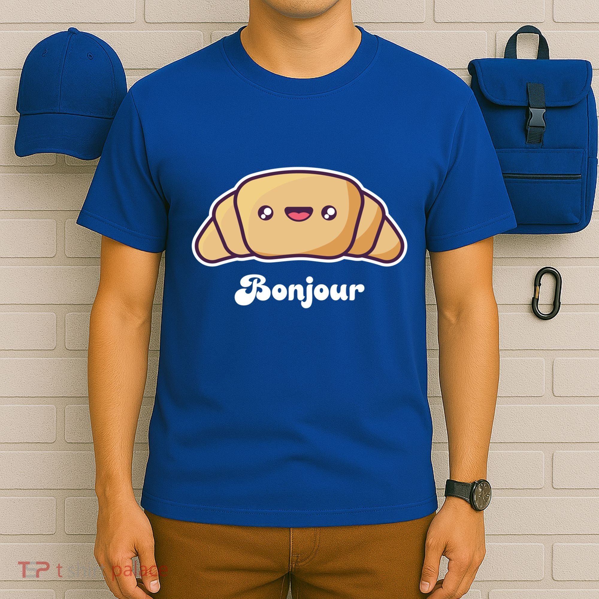 Trip To France Cute French Gift Bonjour Croissant Funny Gift T-Shirt