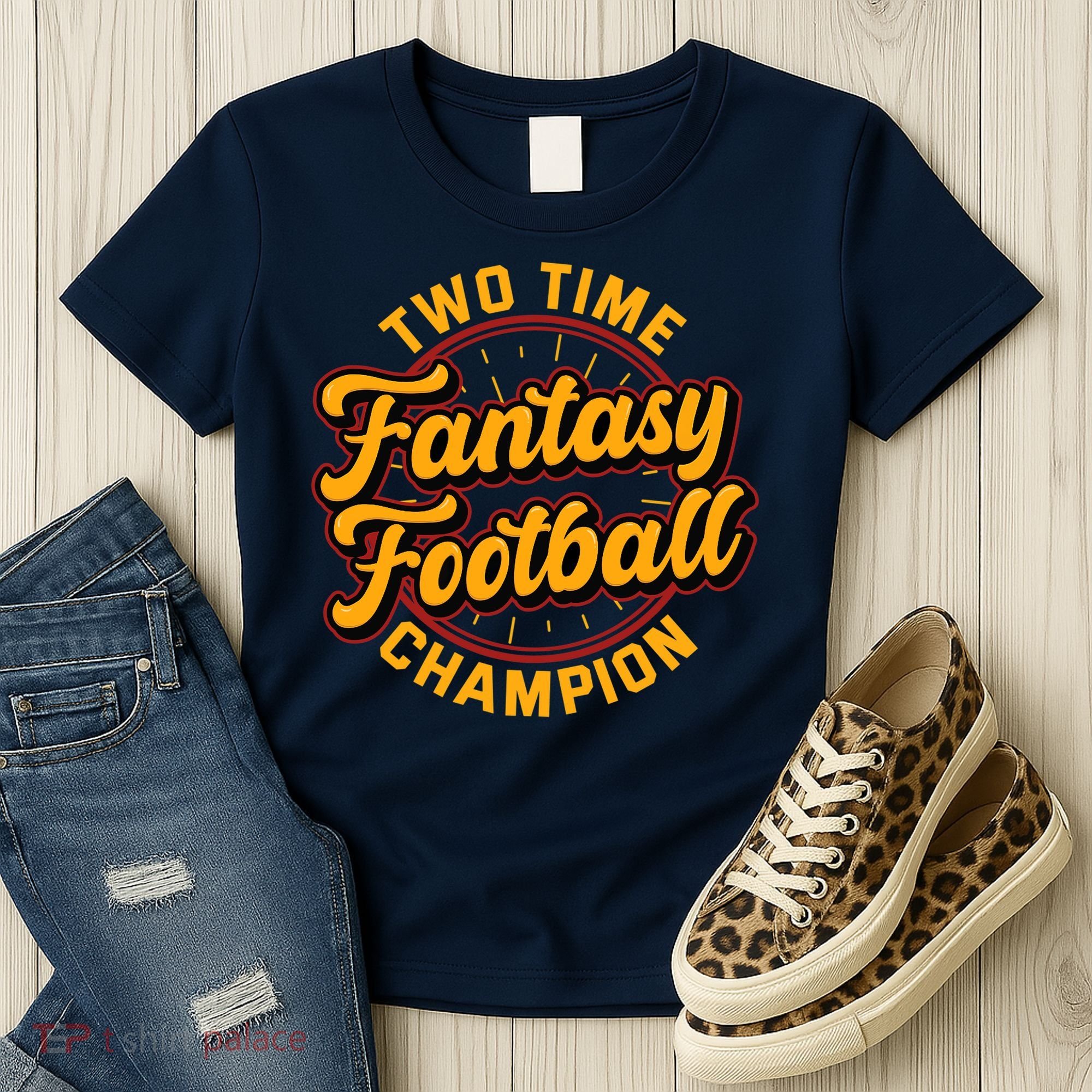 Two Time Fantasy Football Champion Champ League Draft Party Premium Women's T-Shirt