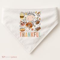 Thanksgiving Turkey Fall Thankful Graphic FamilywomenS USA-Made Doggie Bandana thumb 0