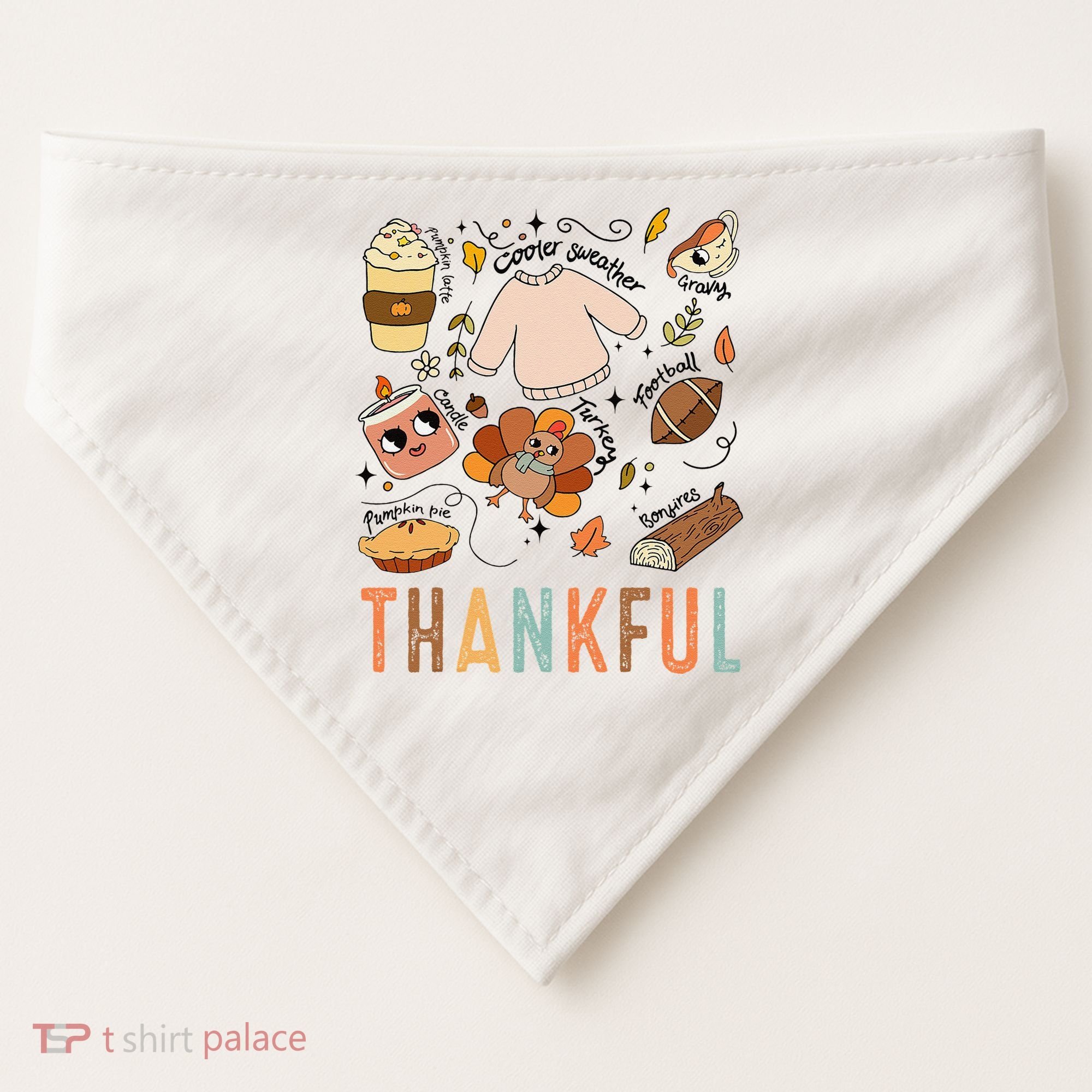Thanksgiving Turkey Fall Thankful Graphic FamilywomenS USA-Made Doggie Bandana