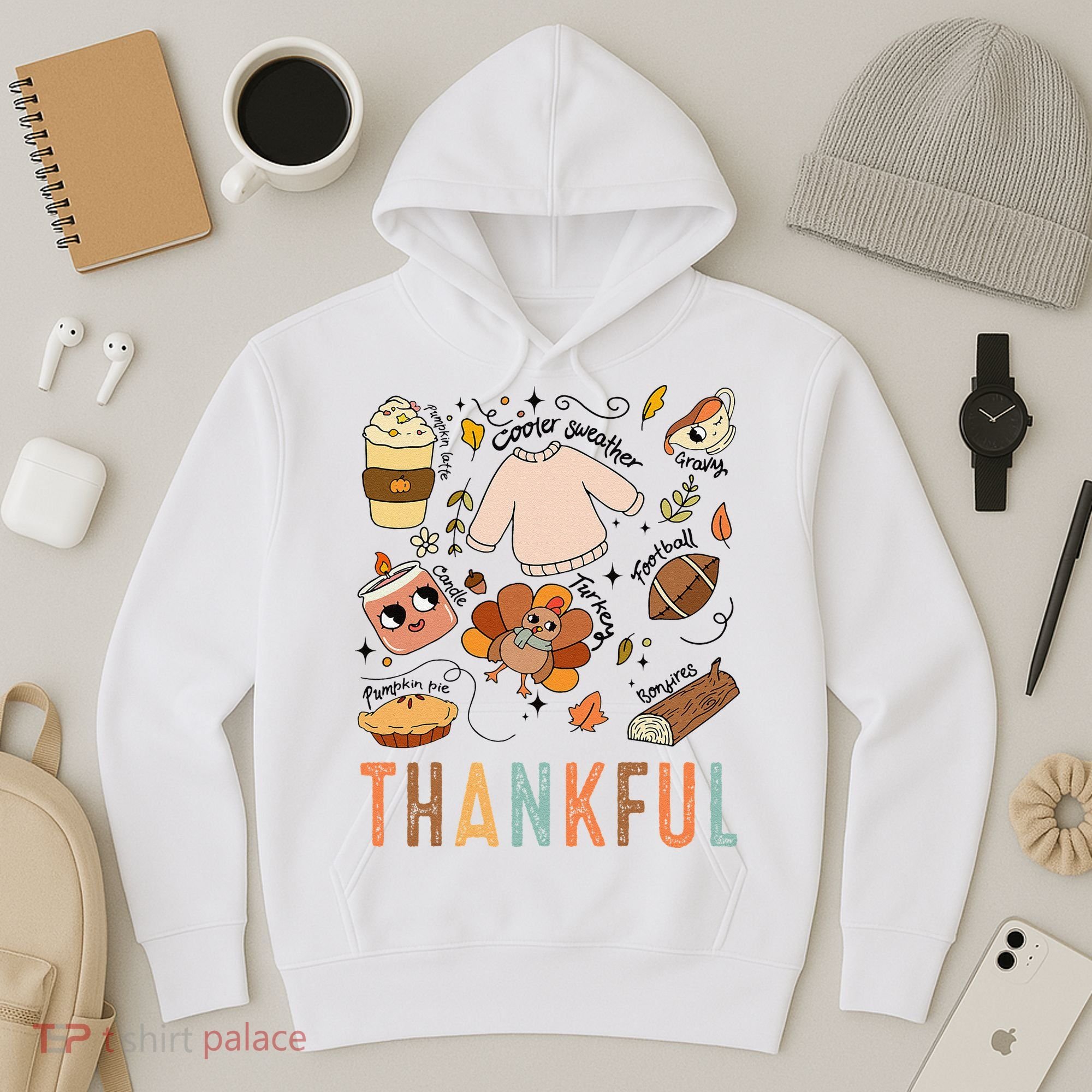 Thanksgiving Turkey Fall Thankful Graphic FamilywomenS Hoodie