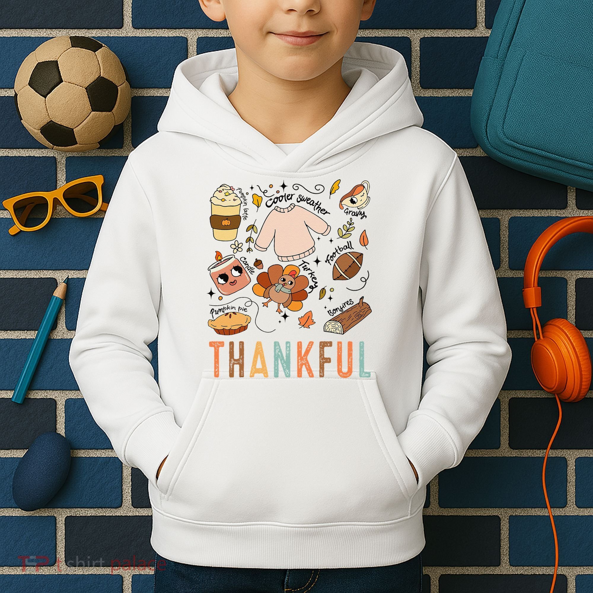 Thanksgiving Turkey Fall Thankful Graphic FamilywomenS Kids Hoodie