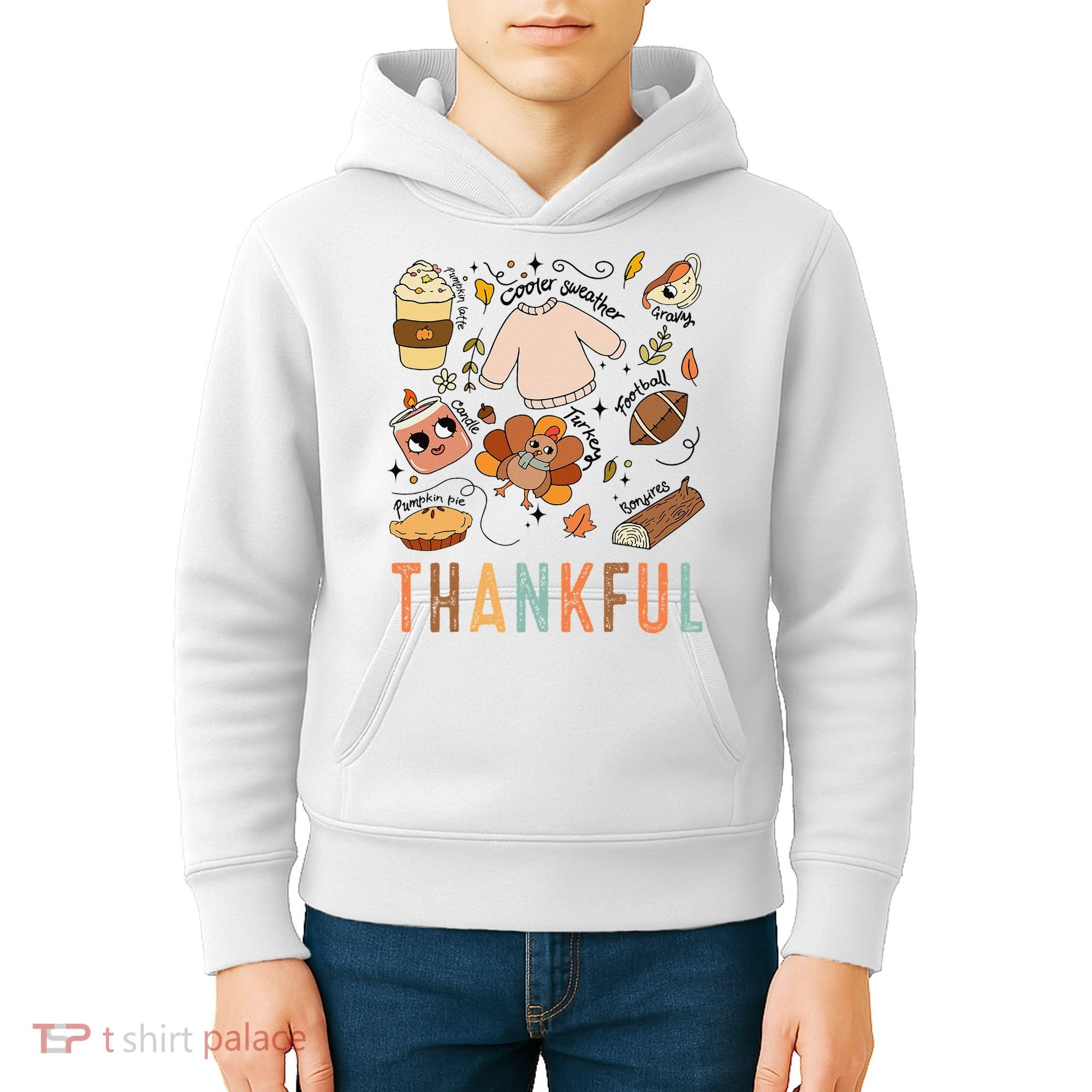 Thanksgiving Turkey Fall Thankful Graphic FamilywomenS Kids Hoodie