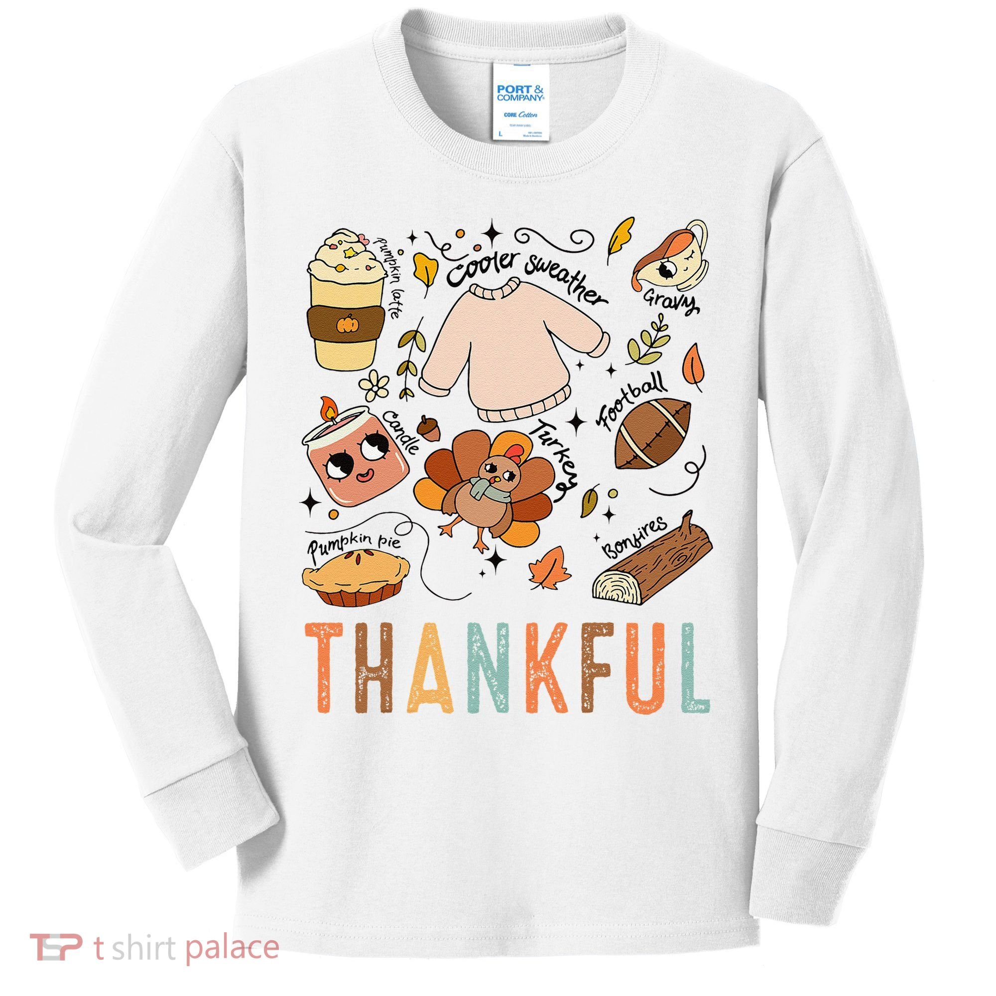 Thanksgiving Turkey Fall Thankful Graphic FamilywomenS Kids Long Sleeve Shirt