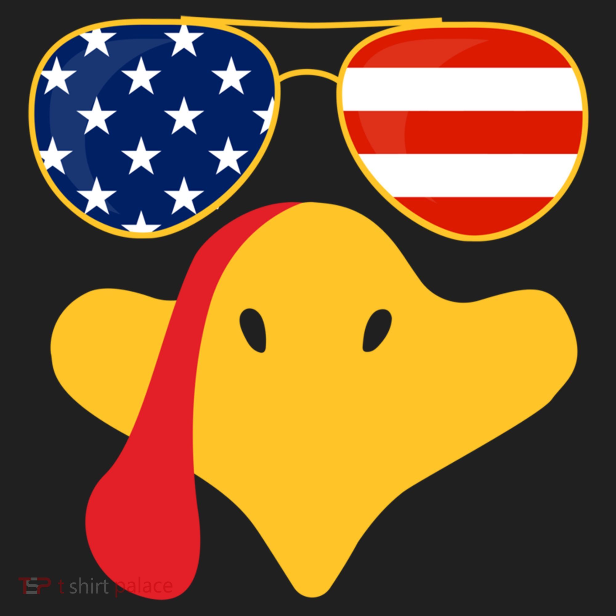 Thanksgiving Turkey Face With Usa Flag Glasses Gift Women's Sweatshirt