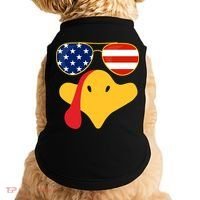 Thanksgiving Turkey Face With Usa Flag Glasses Gift Doggie Tank thumb 0