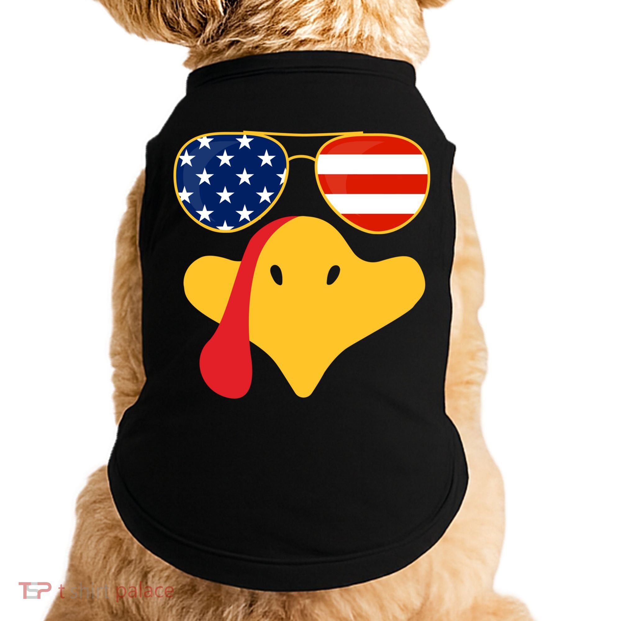 Thanksgiving Turkey Face With Usa Flag Glasses Gift Doggie Tank