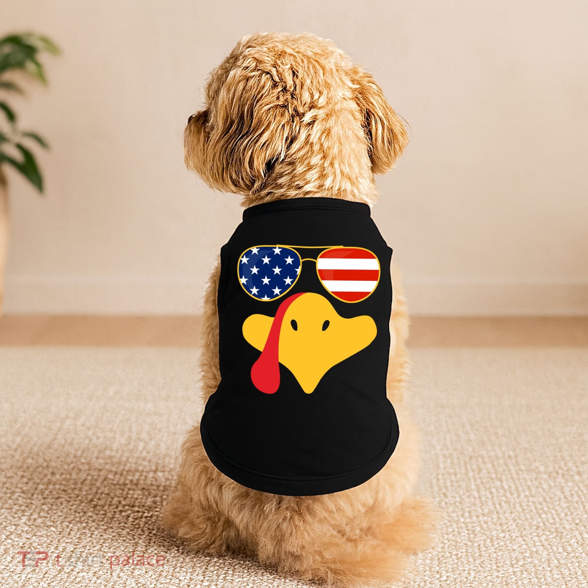 Thanksgiving Turkey Face With Usa Flag Glasses Gift Doggie Tank