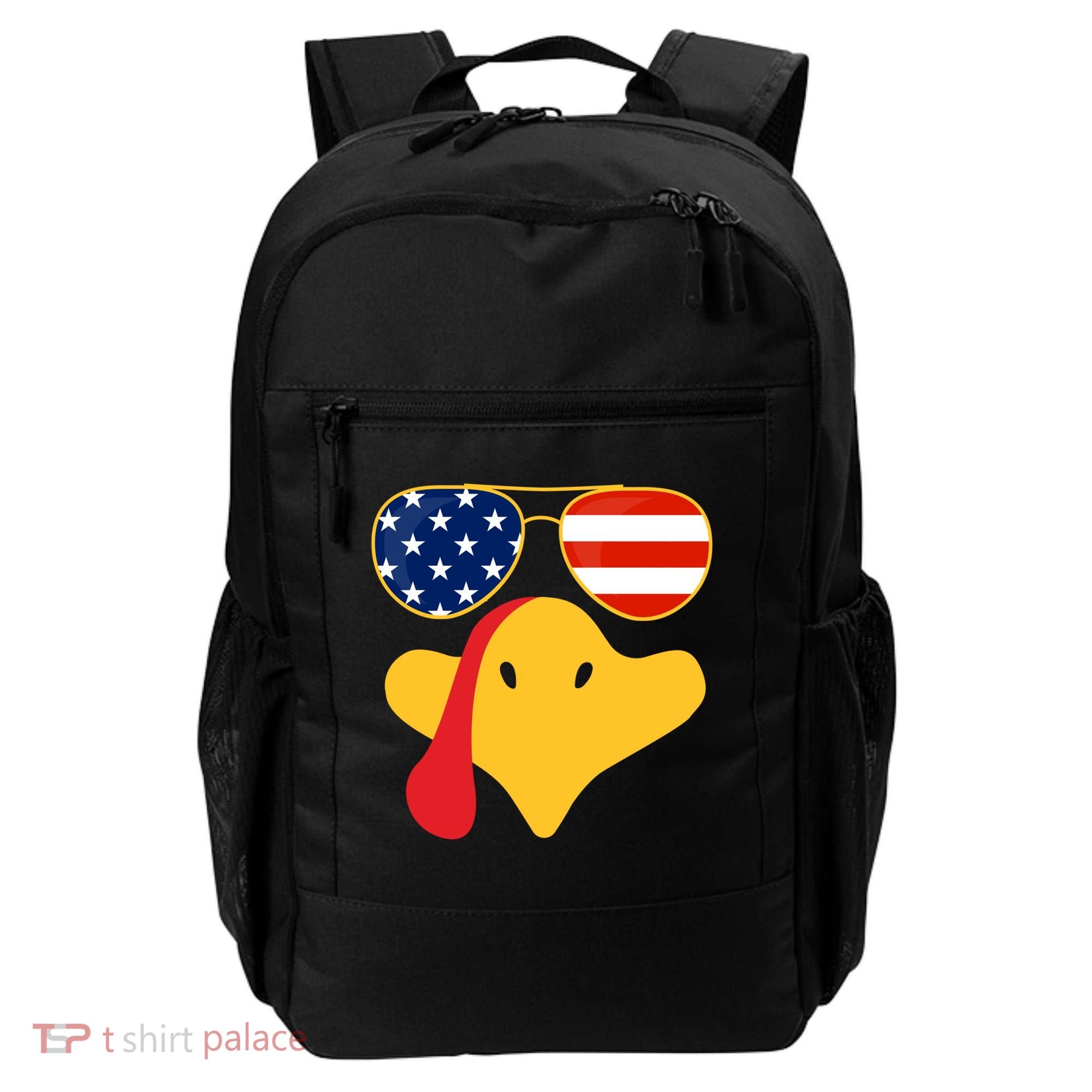 Thanksgiving Turkey Face With Usa Flag Glasses Gift Backpack