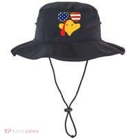 Thanksgiving Turkey Face With Usa Flag Glasses Gift Bucket Hat thumb 0