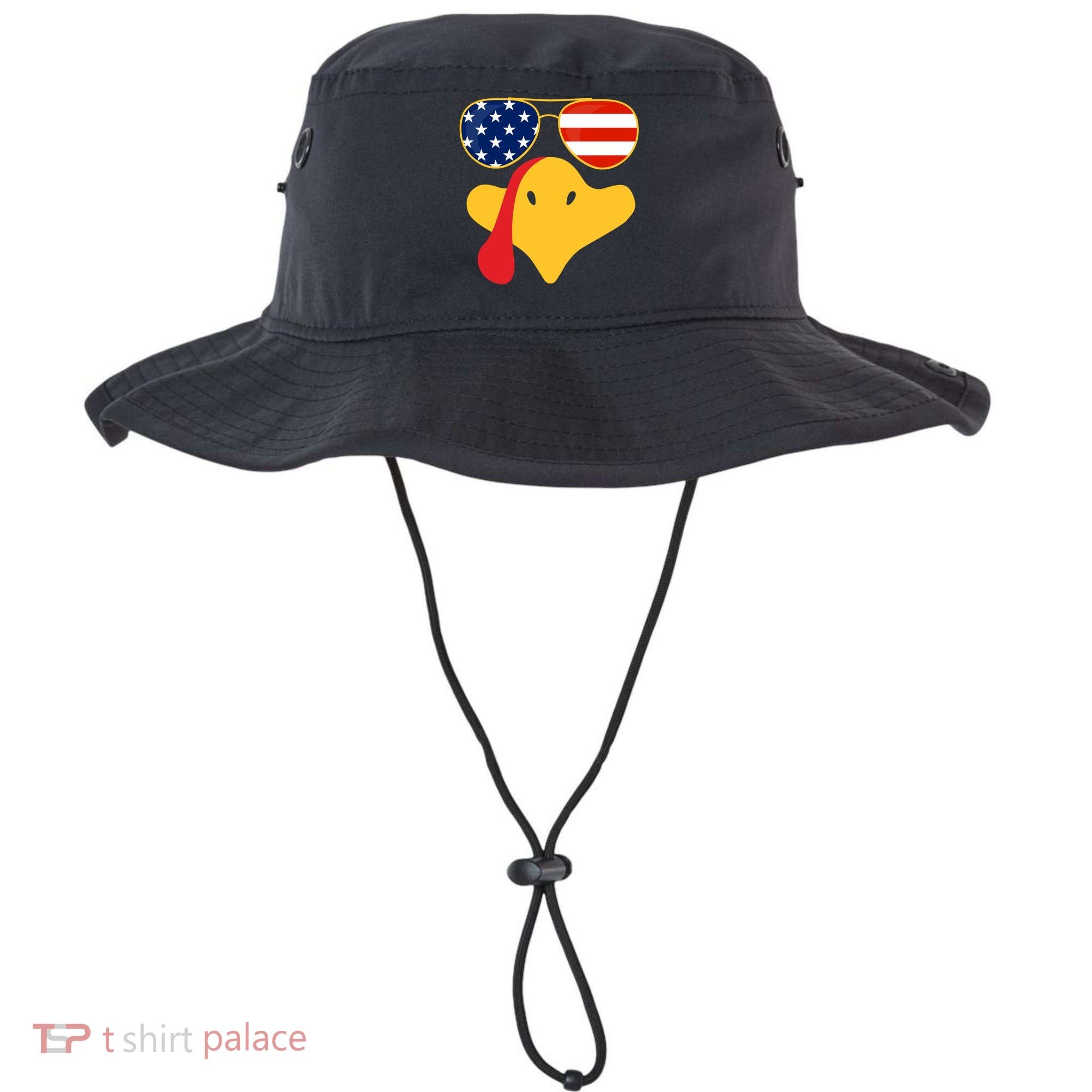 Thanksgiving Turkey Face With Usa Flag Glasses Gift Bucket Hat